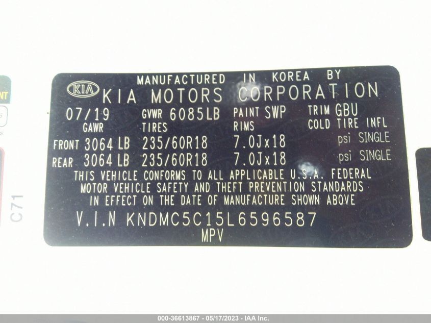 2020 KIA SEDONA EX - KNDMC5C15L6596587