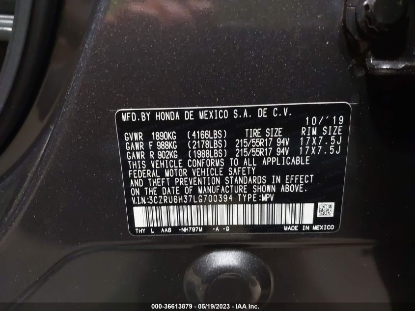 2020 HONDA HR-V LX - 3CZRU6H37LG700394