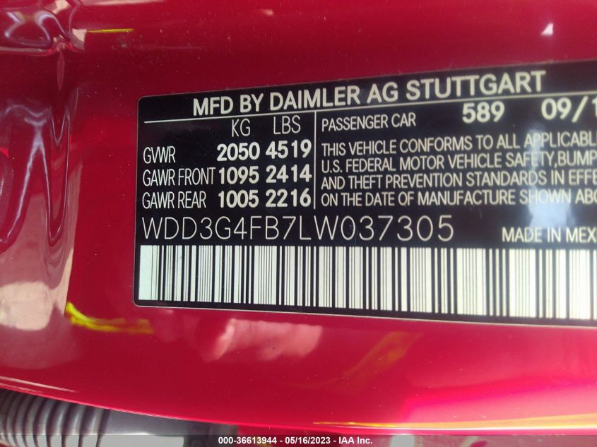 2020 MERCEDES-BENZ A-CLASS A 220 WDD3G4FB7LW037305