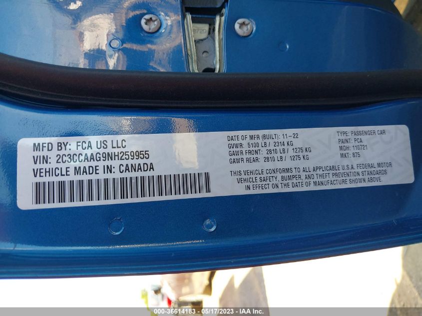 2022 CHRYSLER 300 TOURING - 2C3CCAAG9NH259955