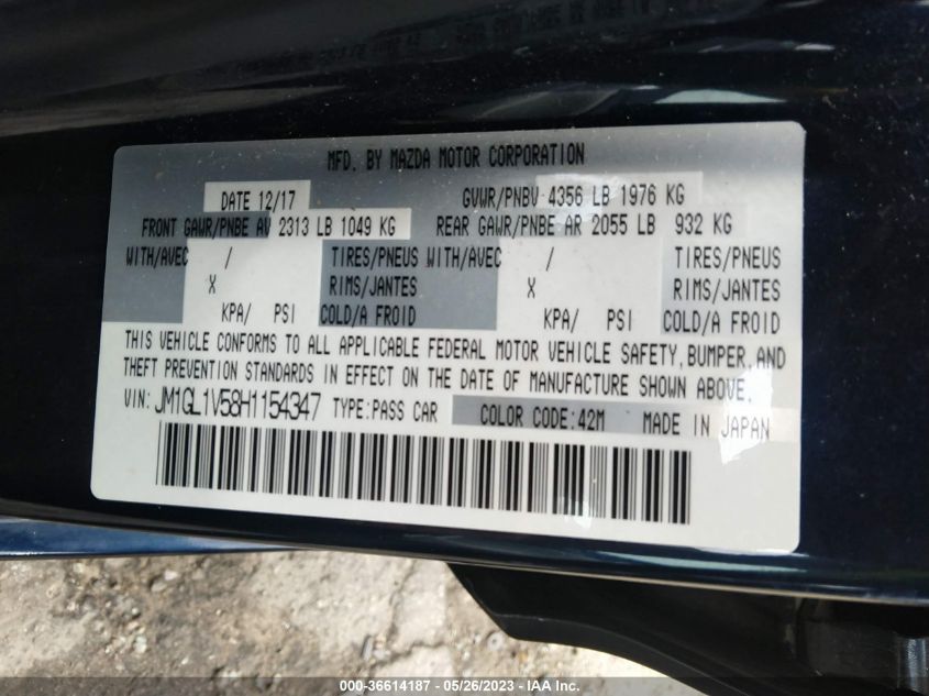 2017 MAZDA MAZDA6 TOURING - JM1GL1V58H1154347