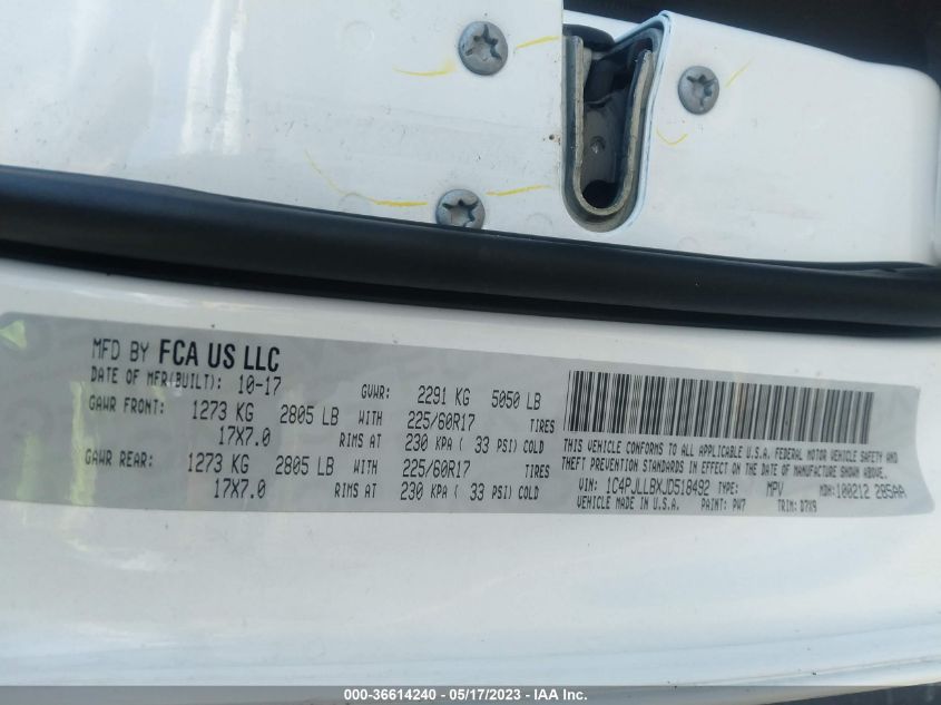 2018 JEEP CHEROKEE LATITUDE PLUS - 1C4PJLLBXJD518492