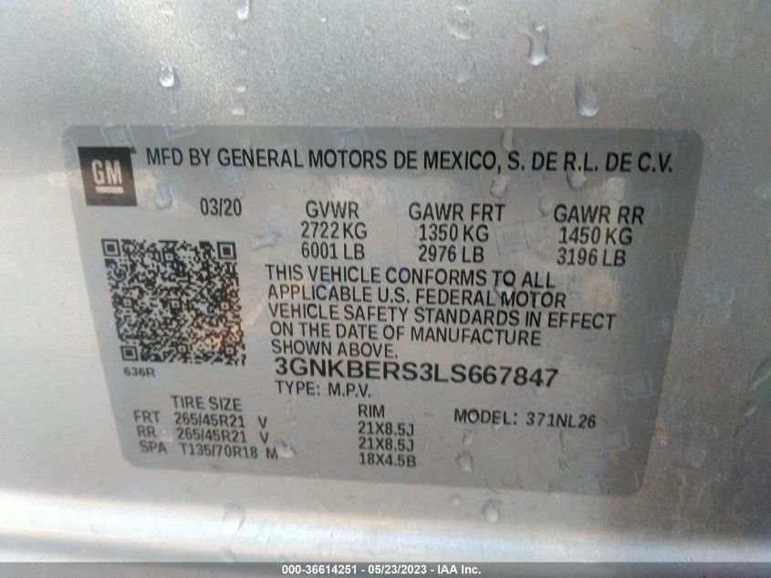 2020 CHEVROLET BLAZER RS - 3GNKBERS3LS667847