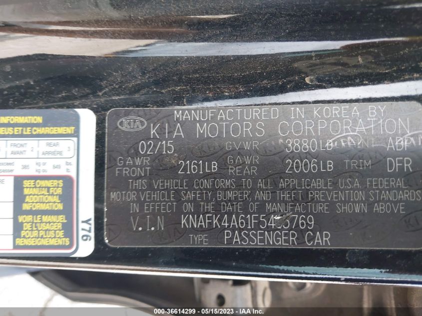 2015 KIA FORTE LX - KNAFK4A61F5415769