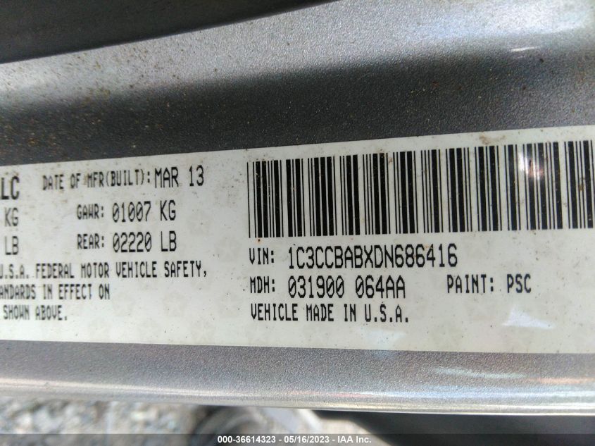 2013 CHRYSLER 200 LX - 1C3CCBABXDN686416