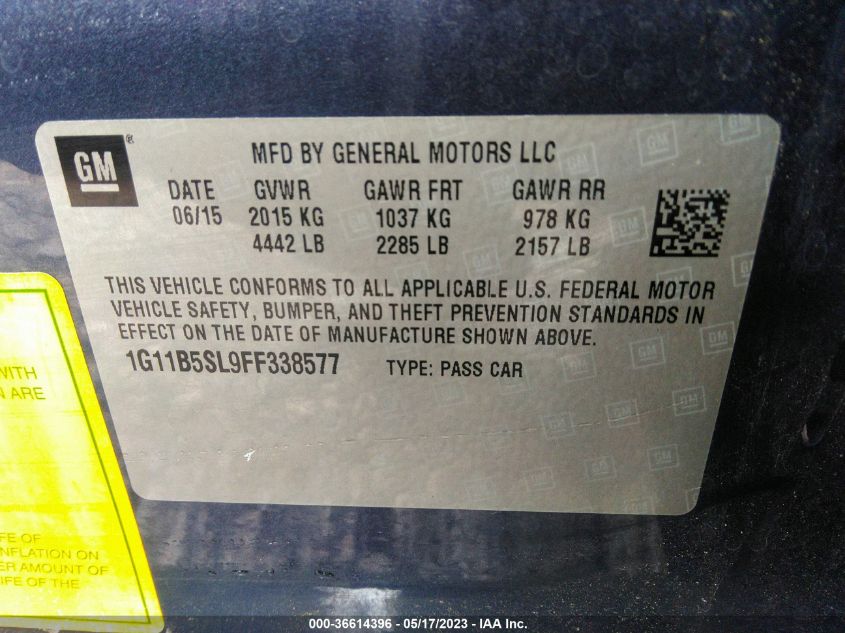 2015 CHEVROLET MALIBU LS - 1G11B5SL9FF338577