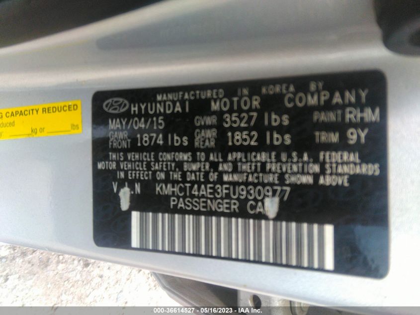 2015 HYUNDAI ACCENT GLS - KMHCT4AE3FU930977