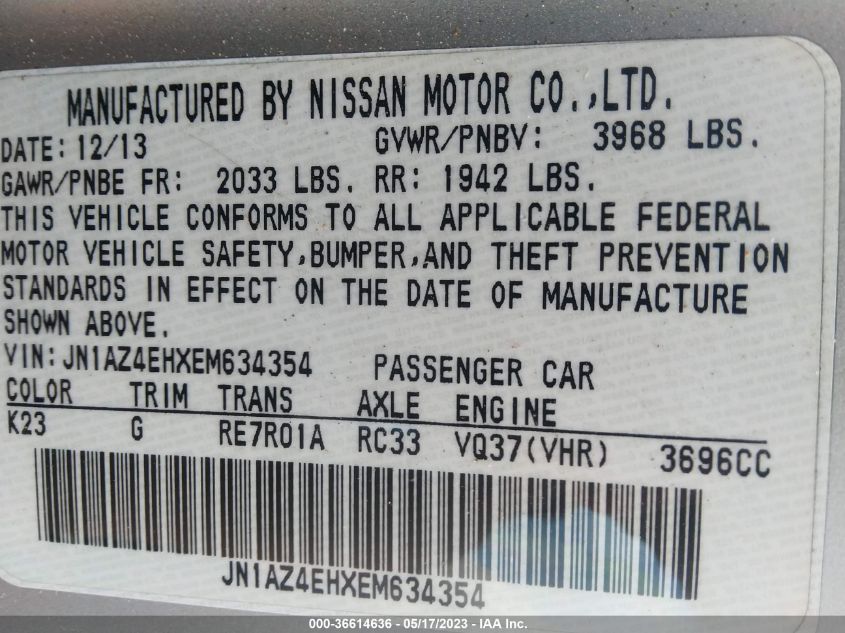 2014 NISSAN 370Z - JN1AZ4EHXEM634354