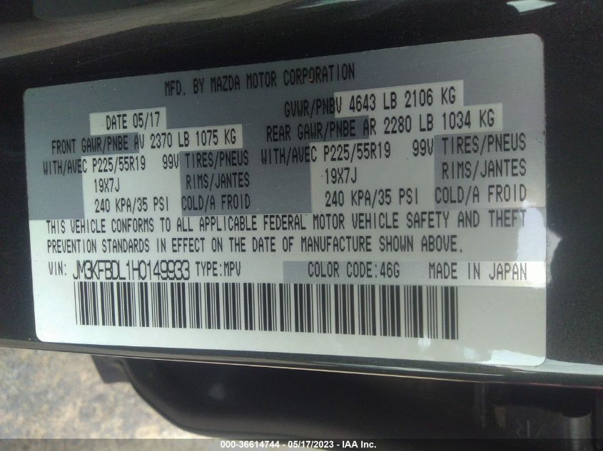 2017 MAZDA CX-5 GRAND TOURING - JM3KFBDL1H0149933