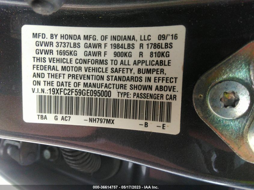 2016 HONDA CIVIC SEDAN LX - 19XFC2F59GE095000