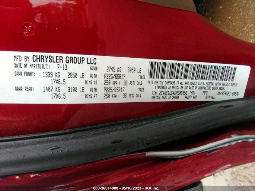 2013 CHRYSLER TOWN & COUNTRY TOURING-L - 2C4RC1CG4DR806058