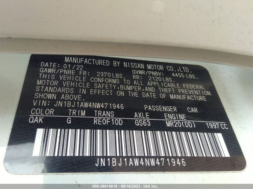 2022 NISSAN ROGUE SPORT S - JN1BJ1AW4NW471946