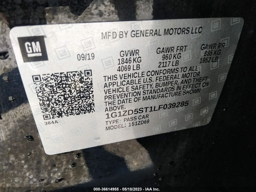 2020 CHEVROLET MALIBU LT - 1G1ZD5ST1LF039285