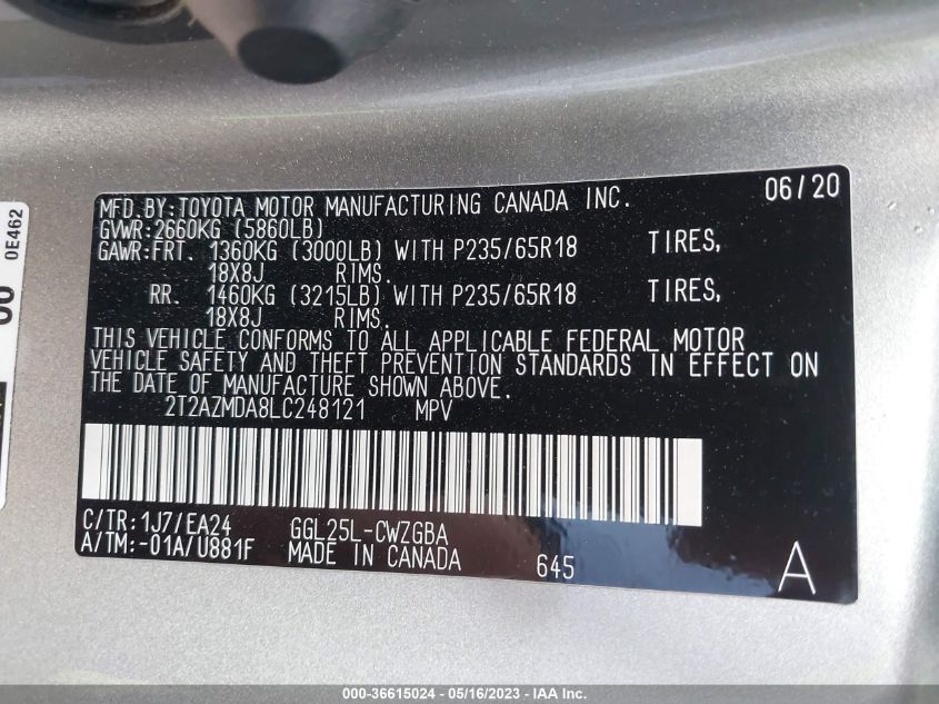 2020 LEXUS RX RX 350 - 2T2AZMDA8LC248121