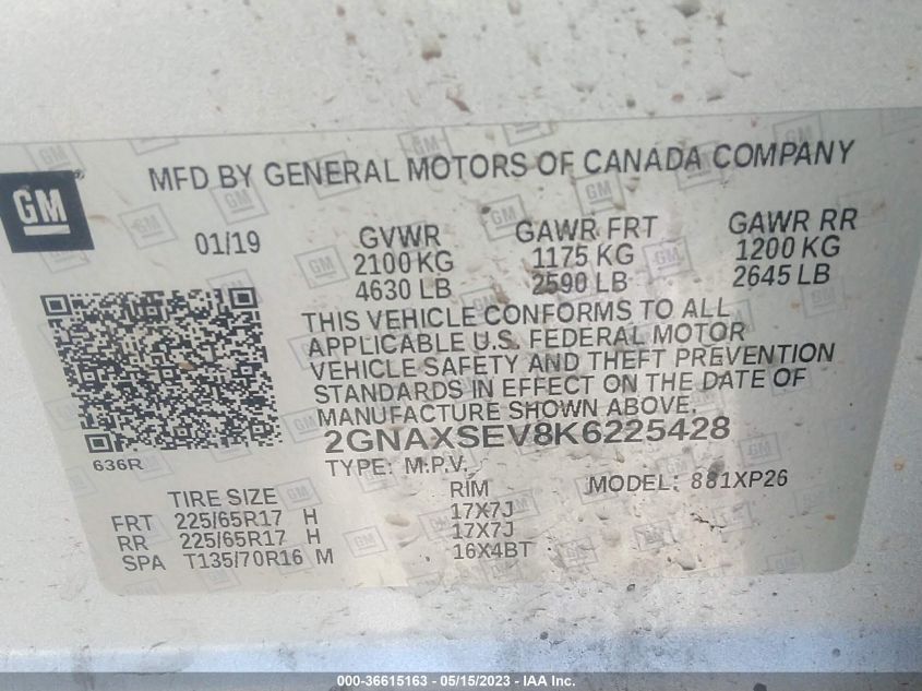 2019 CHEVROLET EQUINOX LS - 2GNAXSEV8K6225428