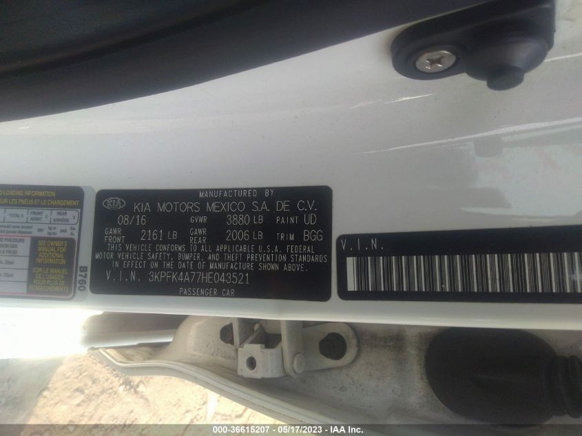 2017 KIA FORTE LX - 3KPFK4A77HE043521