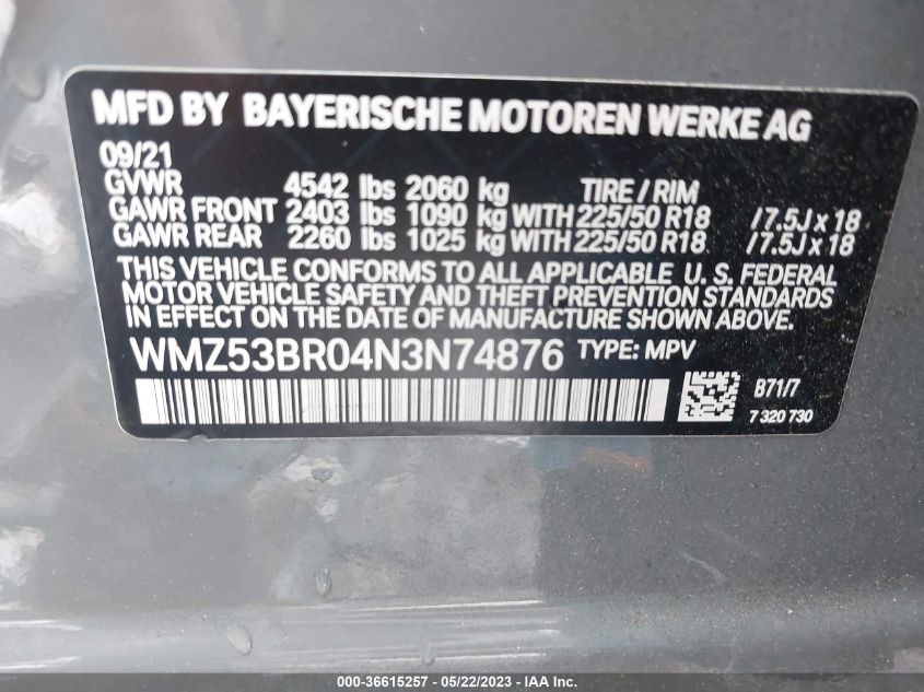 2022 MINI COUNTRYMAN COOPER S WMZ53BR04N3N74876