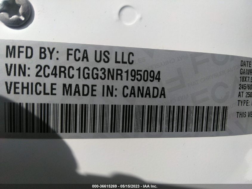 2022 CHRYSLER PACIFICA LIMITED - 2C4RC1GG3NR195094