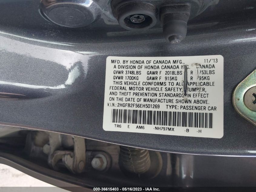 2014 HONDA CIVIC SEDAN LX - 2HGFB2F56EH501269