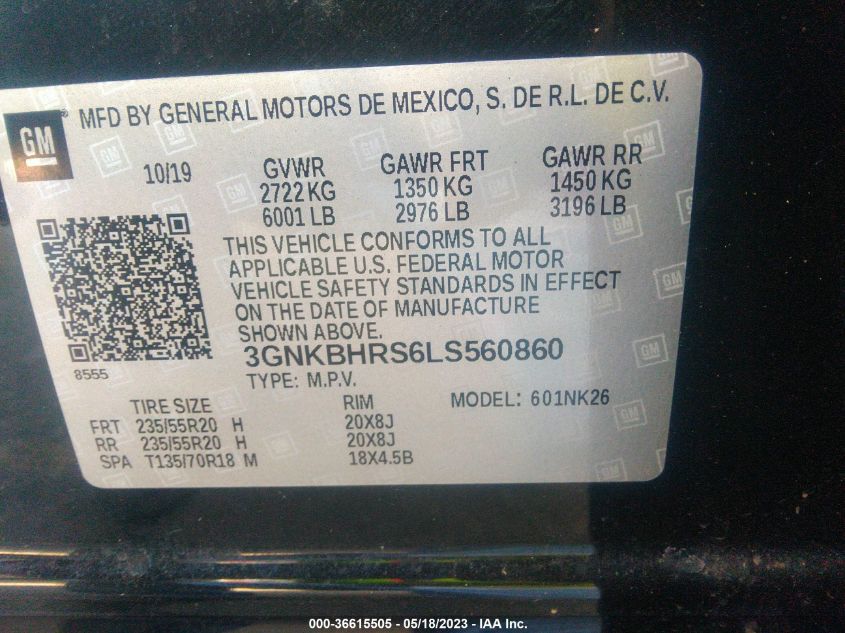 2020 CHEVROLET BLAZER LT - 3GNKBHRS6LS560860