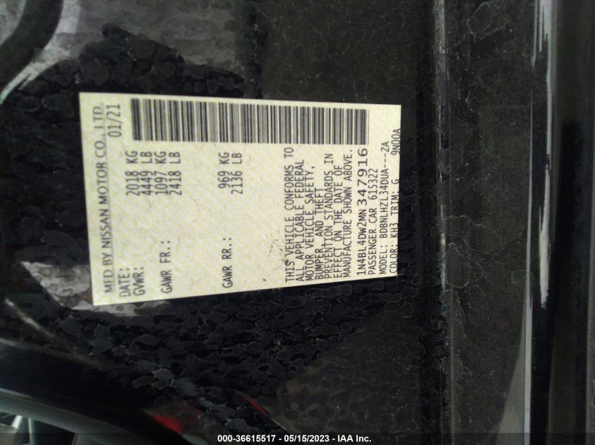 2021 NISSAN ALTIMA 2.5 SV - 1N4BL4DW2MN347916