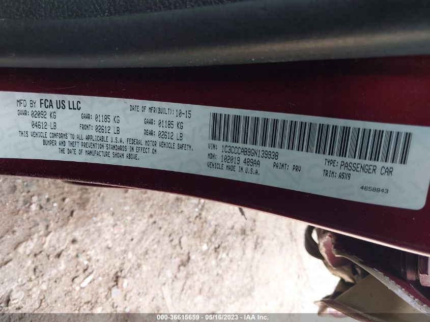 2016 CHRYSLER 200 LIMITED - 1C3CCCAB9GN139938