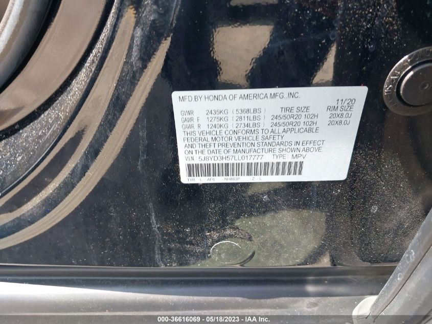 2020 ACURA MDX W/TECHNOLOGY PKG - 5J8YD3H57LL017777