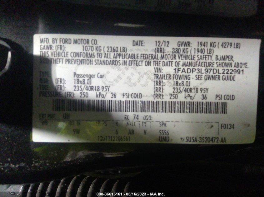 2013 FORD FOCUS ST - 1FADP3L97DL222991