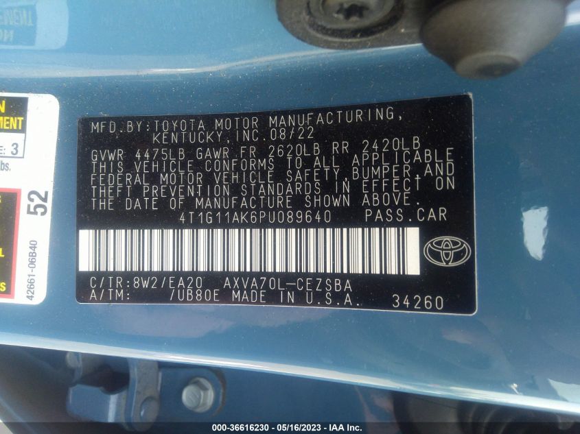 2023 TOYOTA CAMRY SE/SE NIGHTSHADE - 4T1G11AK6PU089640