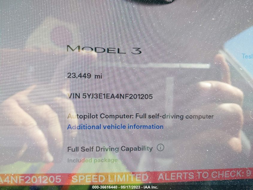 2022 TESLA MODEL 3 - 5YJ3E1EA4NF201205