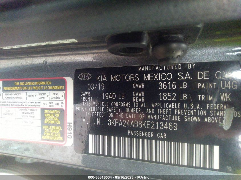 2019 KIA RIO S - 3KPA24AB8KE213469