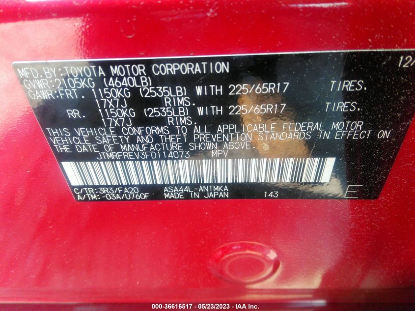 2015 TOYOTA RAV4 XLE - JTMRFREV3FD114073