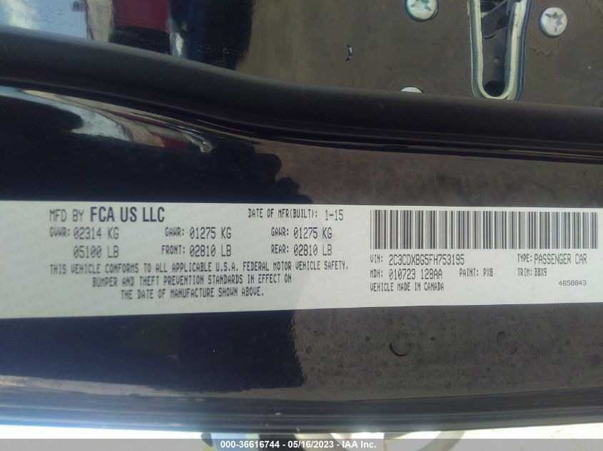 2015 DODGE CHARGER SE - 2C3CDXBG5FH753195