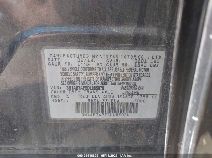 2013 NISSAN SENTRA SR - 3N1AB7AP5DL685076