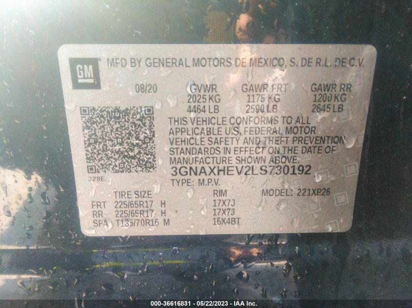 2020 CHEVROLET EQUINOX LS - 3GNAXHEV2LS730192