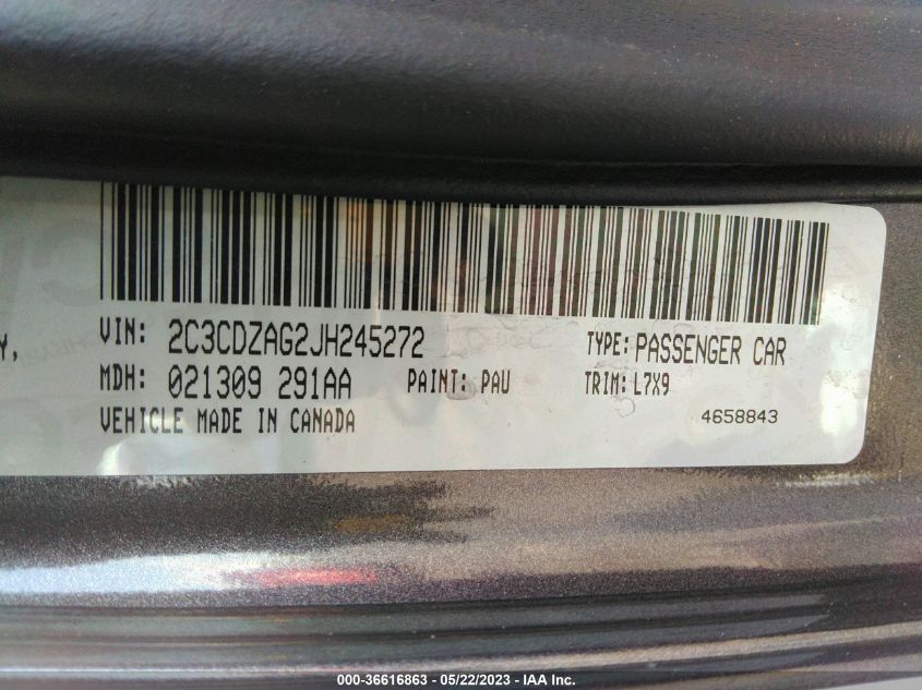 2018 DODGE CHALLENGER SXT - 2C3CDZAG2JH245272