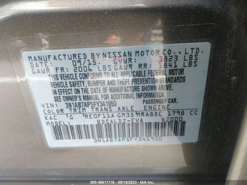 2015 NISSAN SENTRA SV - 3N1AB7AP5FY341950