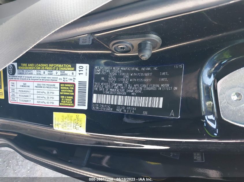 2015 TOYOTA SIENNA LE - 5TDKK3DC5FS684008
