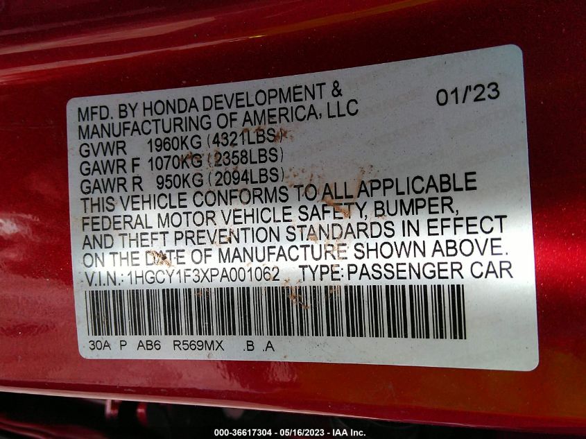 2023 HONDA ACCORD SEDAN EX - 1HGCY1F3XPA001062
