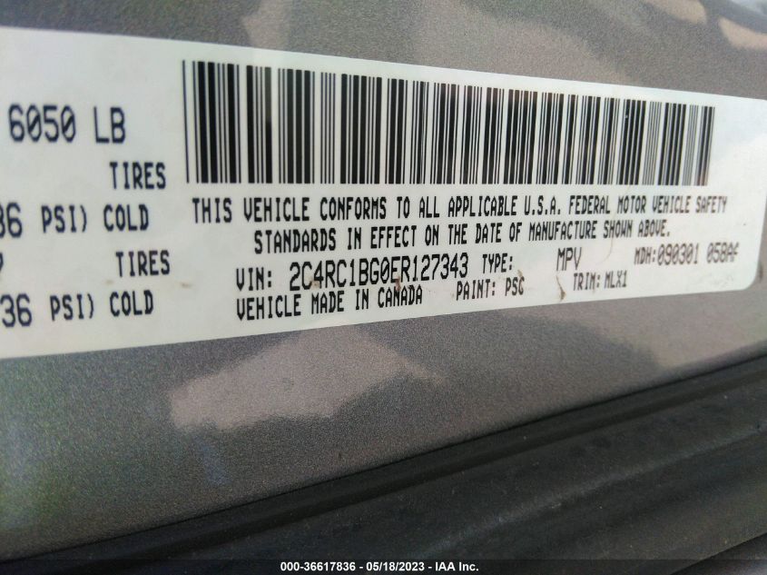 2014 CHRYSLER TOWN & COUNTRY TOURING - 2C4RC1BG0ER127343