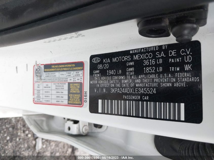 2020 KIA RIO S - 3KPA24ADXLE345524