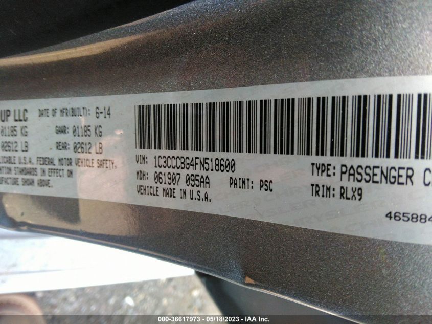 2015 CHRYSLER 200 S - 1C3CCCBG4FN518600