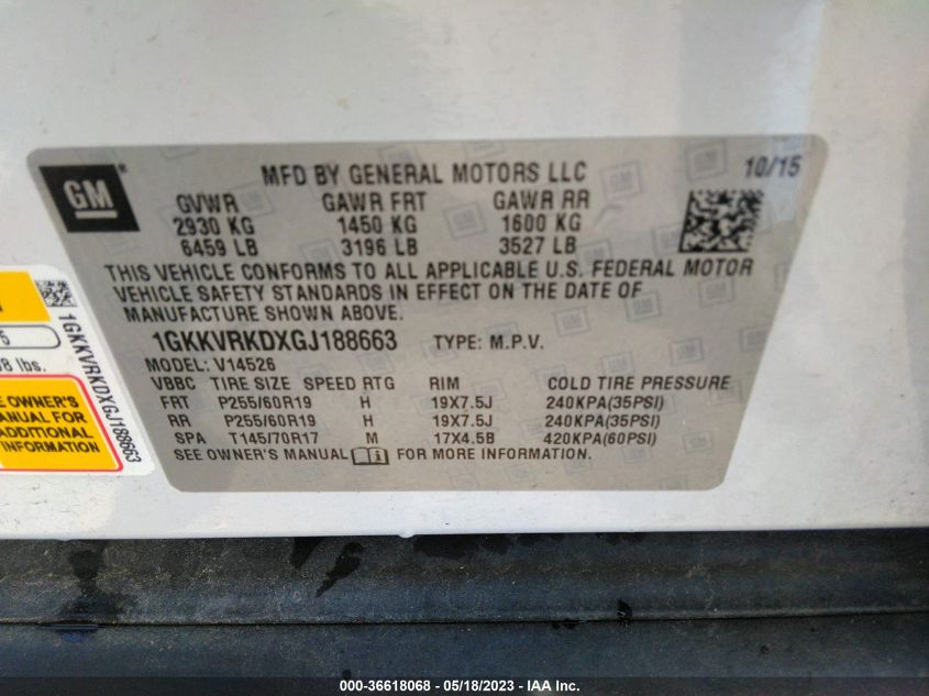 2016 GMC ACADIA SLT - 1GKKVRKDXGJ188663