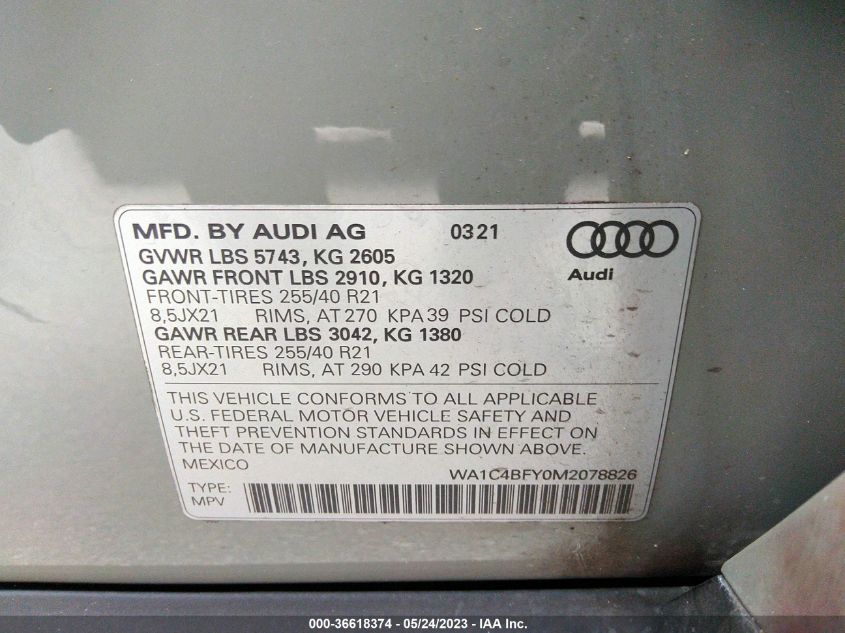 2021 AUDI SQ5 PRESTIGE - WA1C4BFY0M2078826