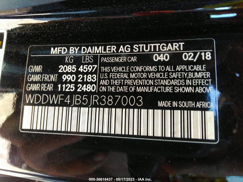 2018 MERCEDES-BENZ C-CLASS C 300 - WDDWF4JB5JR387003