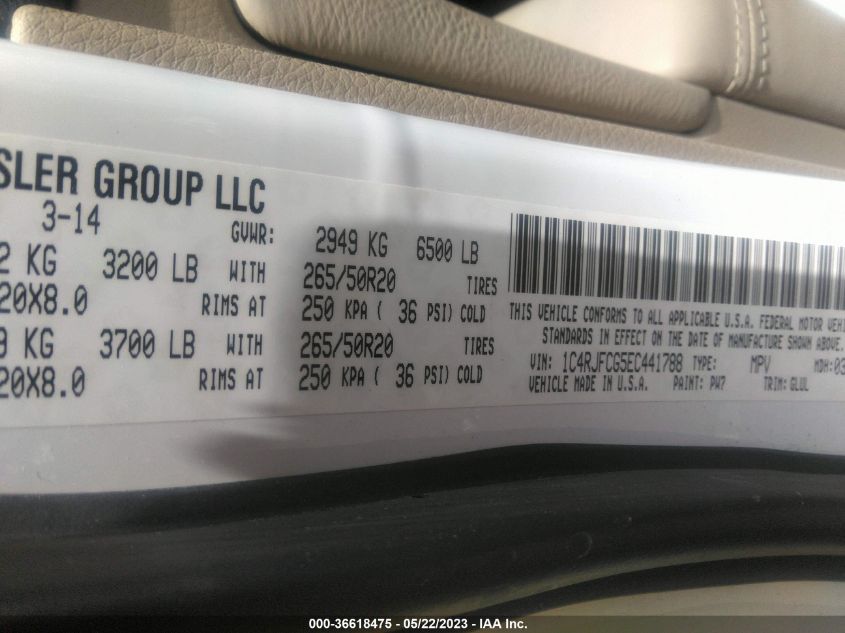 2014 JEEP GRAND CHEROKEE OVERLAND - 1C4RJFCG5EC441788