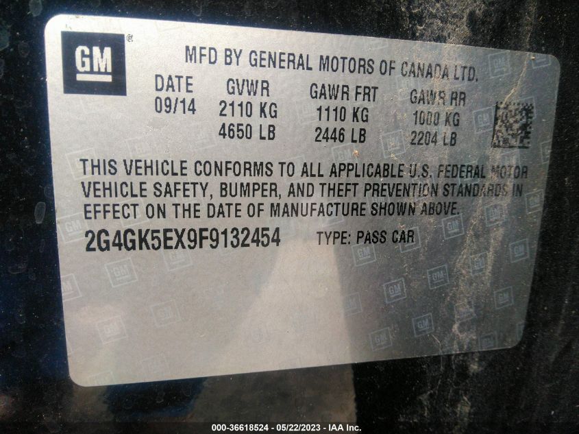 2015 BUICK REGAL - 2G4GK5EX9F9132454