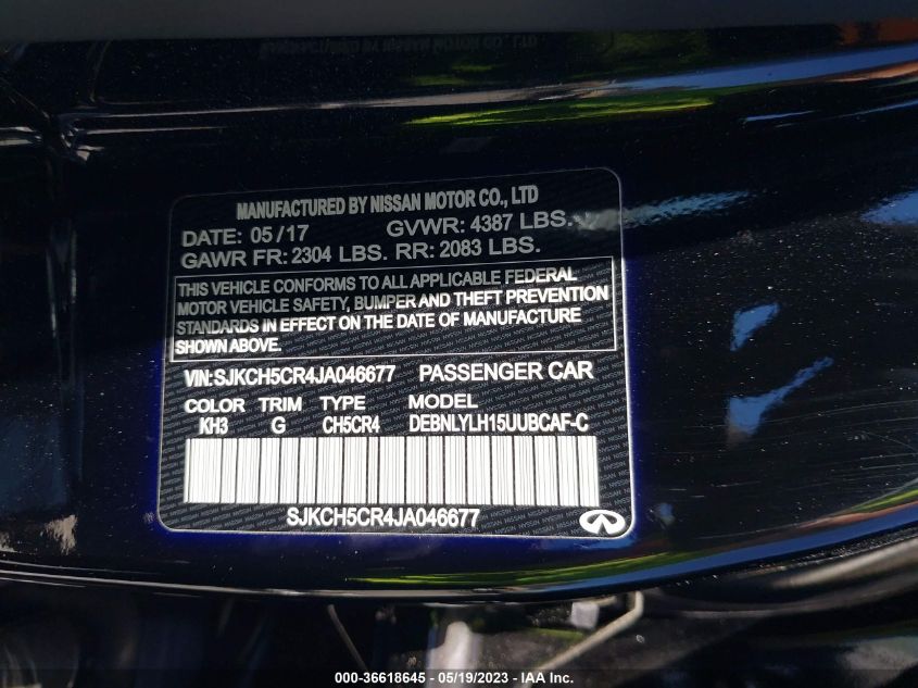 2018 INFINITI QX30 PREMIUM SJKCH5CR4JA046677