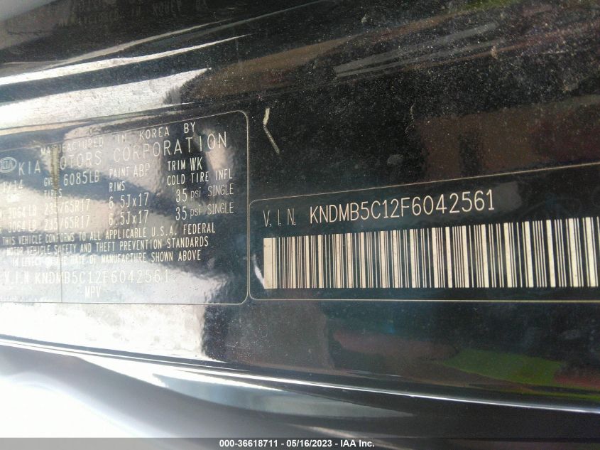 2015 KIA SEDONA LX - KNDMB5C12F6042561