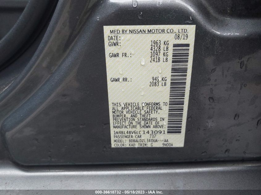 2020 NISSAN ALTIMA 2.5 S - 1N4BL4BV6LC143091